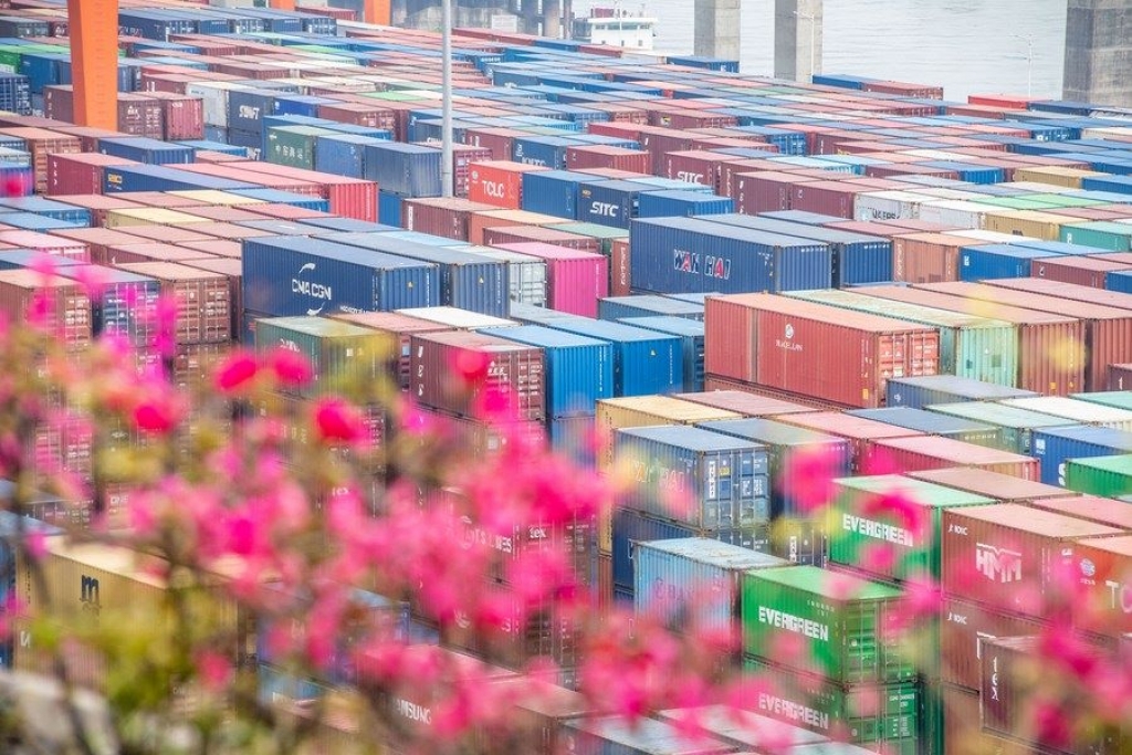 This photo taken on April 20, 2023 shows a view of Guoyuan Port in southwest China's Chongqing. (Xinhua/Tang Yi)